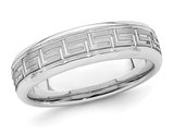 Men's Greek Key 6mm Sterling Silver Brushed Wedding Band Ring